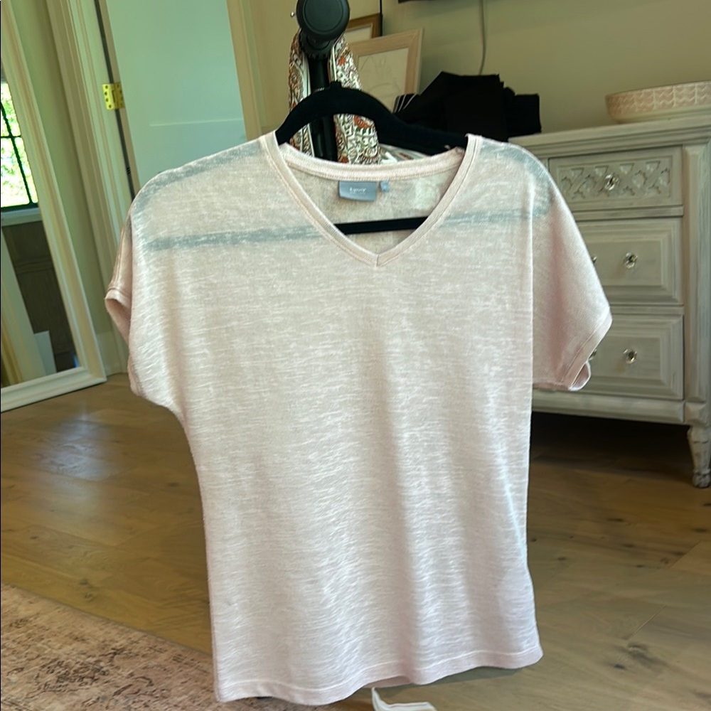 Women's Light Pink V-Neck Top